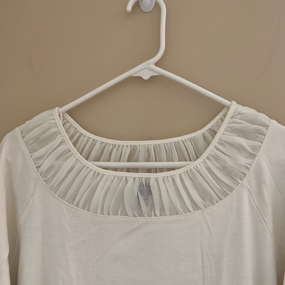 ▫️RAFAELLA: Women’s off-white quarter sleeved blouse, size 2X, w/sheer neck▫️ - Picture 3 of 7
